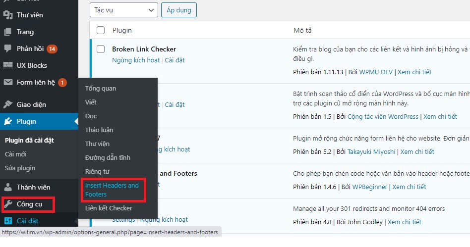cài Google Analytics bằng plugin