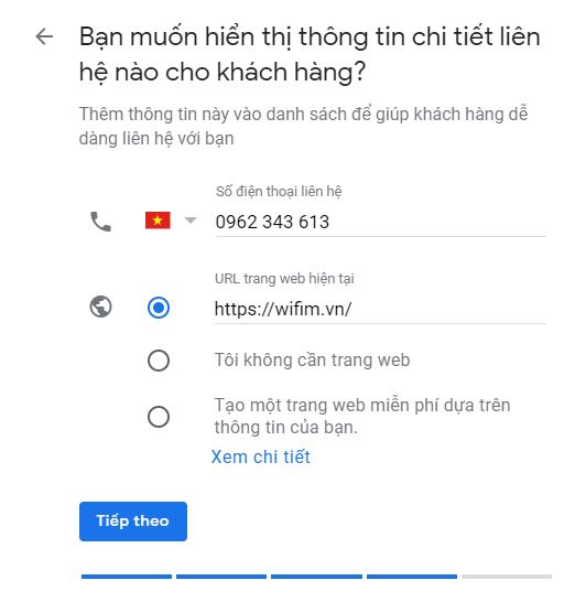 chi tiết liên lạc