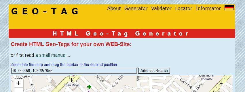 dán tọa độ vào khung Address Search
