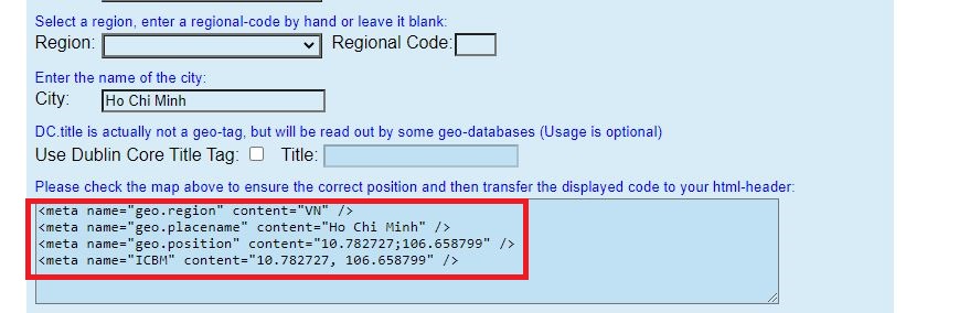 đưa mã geo tag vào thẻ head của website