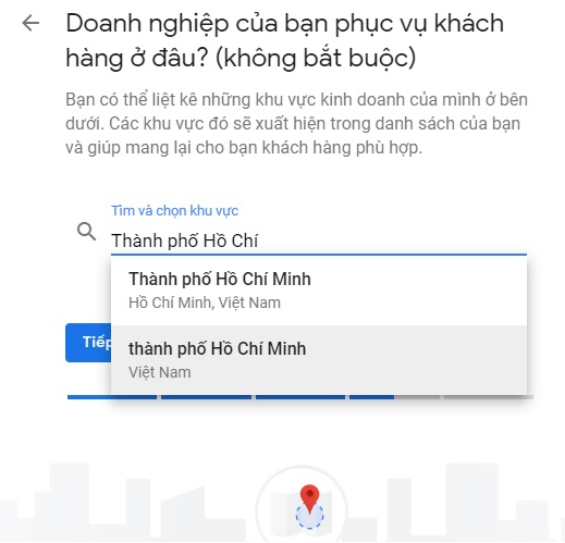 Liệt kê những khu vực kinh doanh