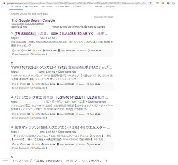 Website bị hack index tiếng Nhật