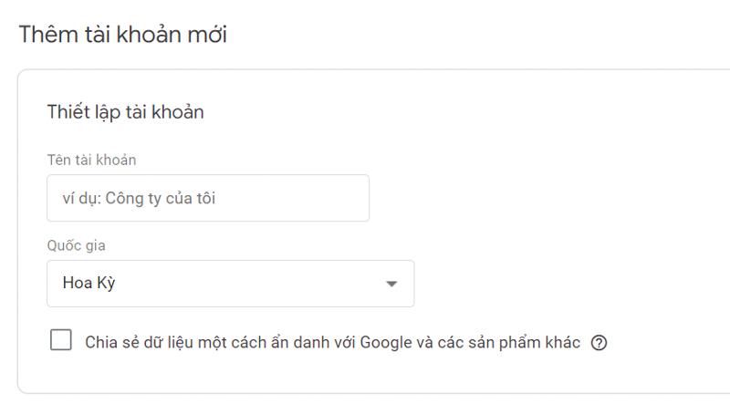 Thiết lập tài khoản Google Tag Manager