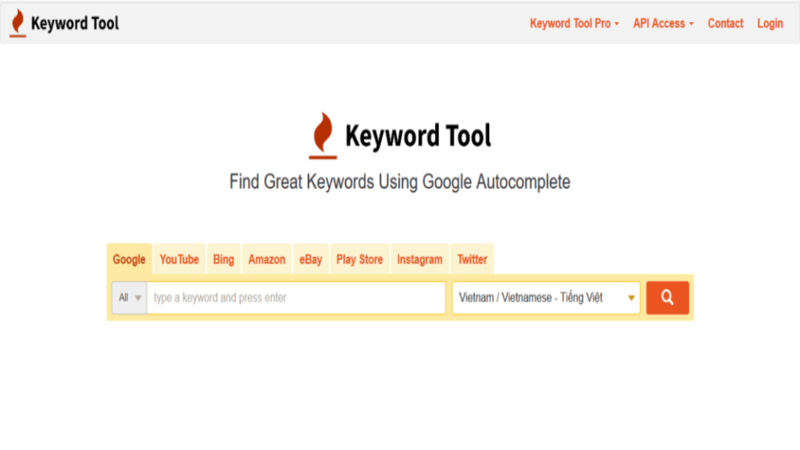 Công cụ Keywordtool.io Công cụ Keywordtool.io
