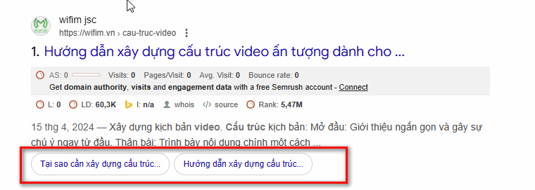 Cách nhận biết sitelink