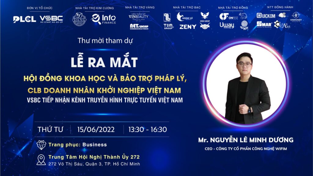 WIFIM tham dự Lễ ra mắt Hội Đồng Khoa Học Và Bảo Trợ Pháp Lý & CLB Doanh nhân khởi nghiệp Việt Nam