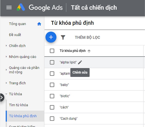 Sử dụng từ khóa phủ định trong chiến dịch Google Ads
