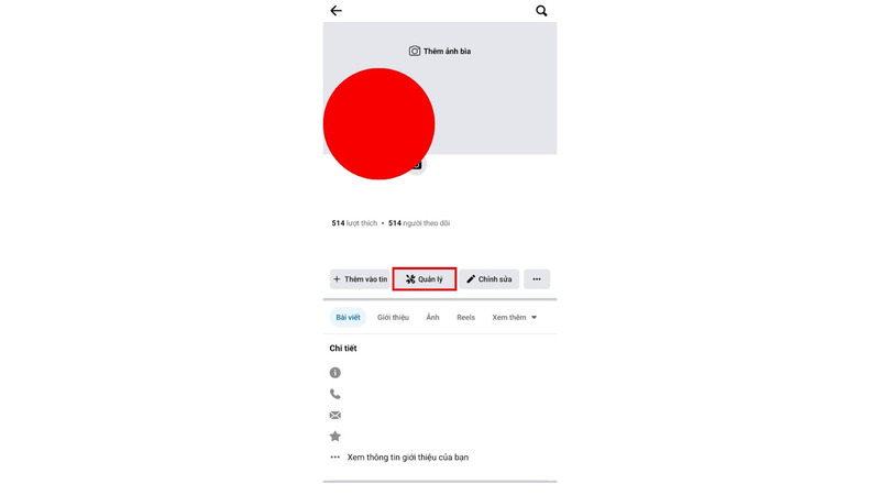 Bước 3: Đi đến trang chủ của Fanpage (trang). Chọn mục “Quản lý”.