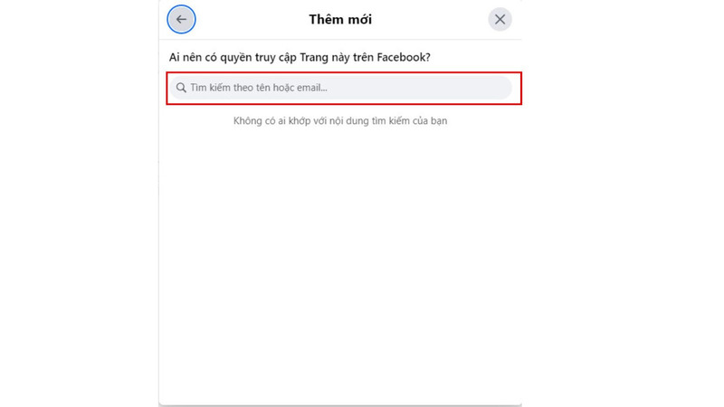 Bước 7: Nhập tên tài khoản Facebook, email hoặc link tài khoản Facebook vào thanh tìm kiếm.