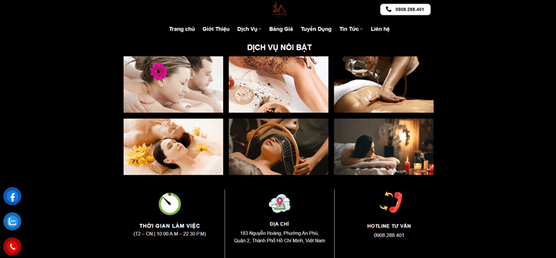 Trang thể hiện các dịch vụ nổi bật của spa Trang thể hiện các dịch vụ nổi bật của spa