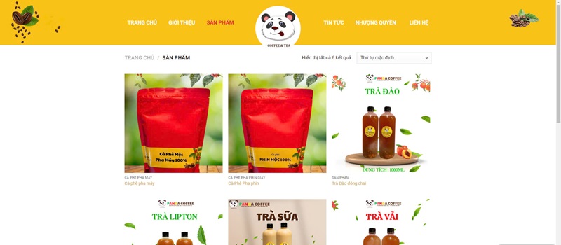 Trang menu sản phẩm cà phê panda Trang menu sản phẩm cà phê panda