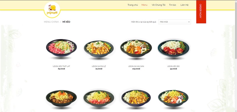 Trang menu giới thiệu sản phẩm của nhà hàng Trang menu giới thiệu sản phẩm của nhà hàng