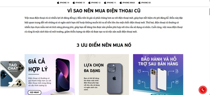 Trang giới thiệu cửa hàng điện thoại cũ Tao Chat Trang giới thiệu cửa hàng điện thoại cũ Tao Chat
