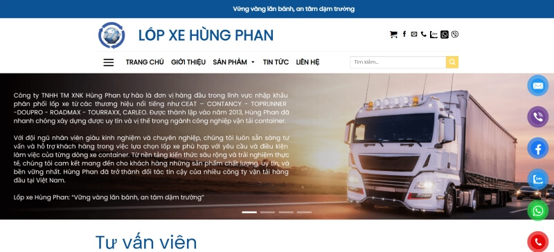 Trang chủ của thương hiệu Lốp xe Hùng Phan Trang chủ của thương hiệu Lốp xe Hùng Phan