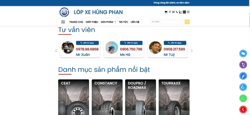 Trang thông tin tư vấn và một số sản phẩm nổi bật của Lốp xe Hùng Phan Trang thông tin tư vấn và một số sản phẩm nổi bật của Lốp xe Hùng Phan