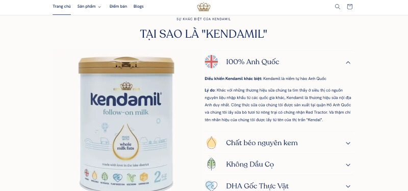 Trang giới thiệu thương hiệu sữa bột Kendamil Trang giới thiệu thương hiệu sữa bột Kendamil