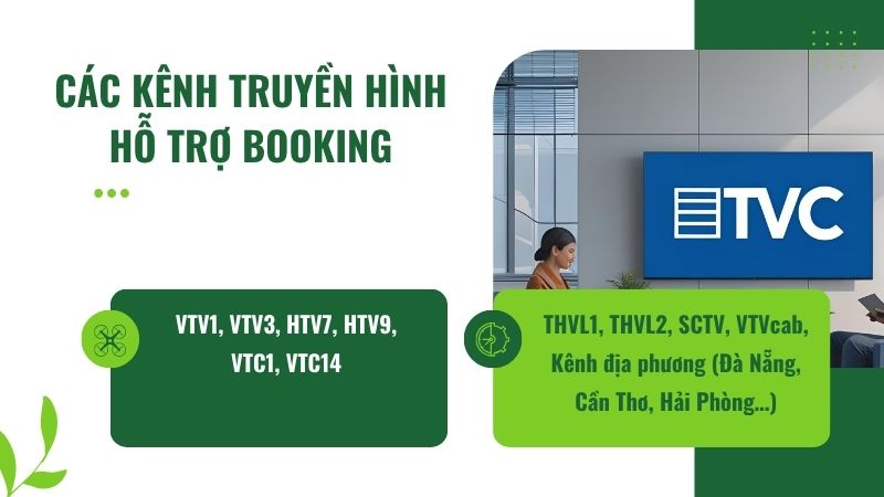 Các kênh truyền hình hỗ trợ booking
