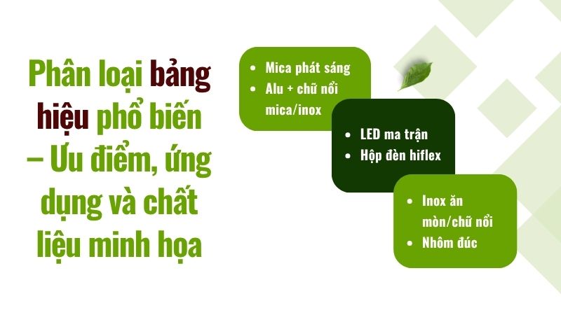 Phân loại bảng hiệu phổ biến – Ưu điểm, ứng dụng và chất liệu minh họa Phân loại bảng hiệu phổ biến – Ưu điểm, ứng dụng và chất liệu minh họa