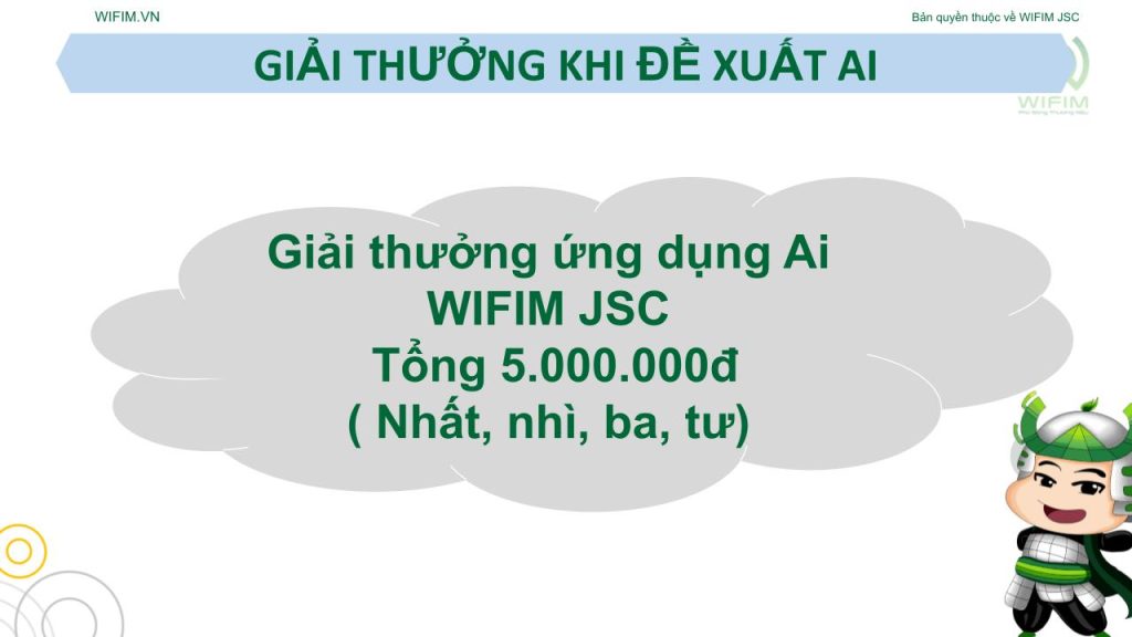 Giải thưởng khi đề xuất AI tại WIFIM Giải thưởng khi đề xuất AI tại WIFIM