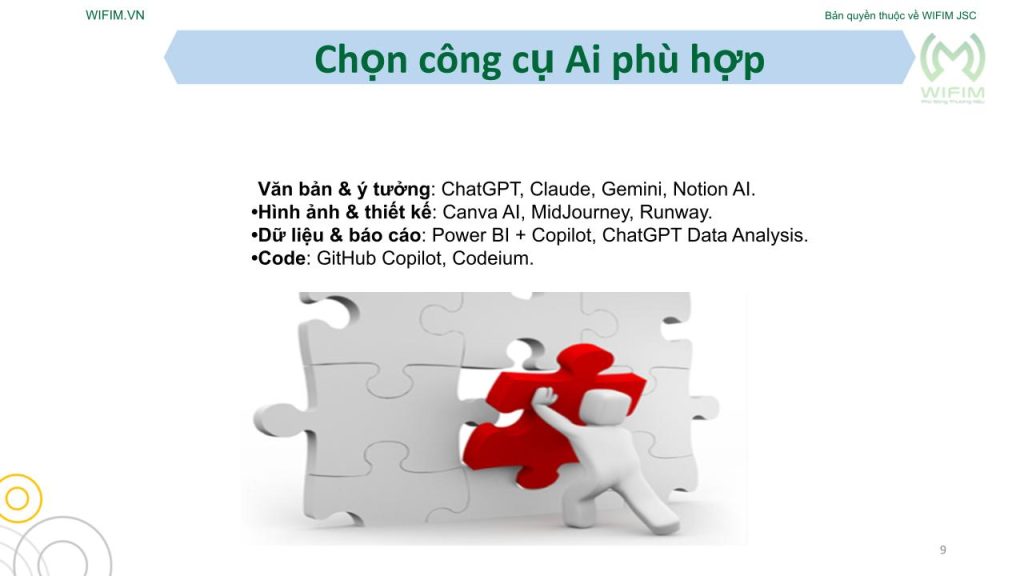 Chọn công cụ AI phù hợp Chọn công cụ AI phù hợp