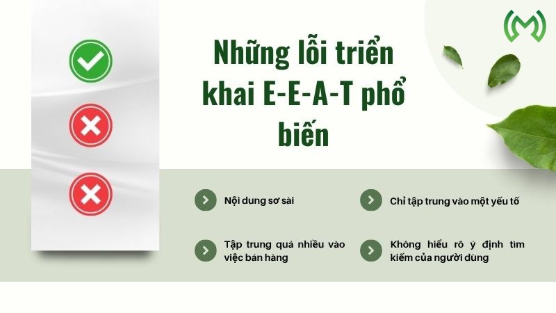 Những lỗi triển khai E-E-A-T phổ biến Những lỗi triển khai E-E-A-T phổ biến