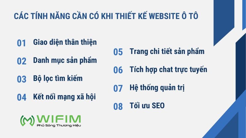 Các tính năng cần có của website bán ô tô Các tính năng cần có của website bán ô tô