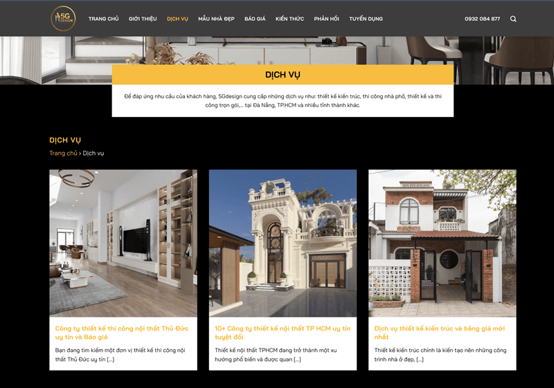 Giao diện Trang dịch vụ Giao diện Trang dịch vụ