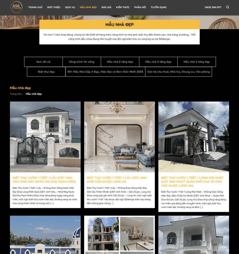Giao diện Trang các mẫu nhà Giao diện Trang các mẫu nhà