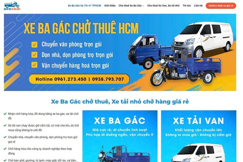 Xe Ba Gác Chở Thuê 24h