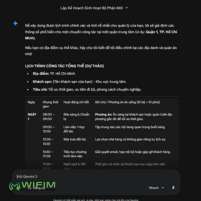 Lên lịch trình công tác tổng thể