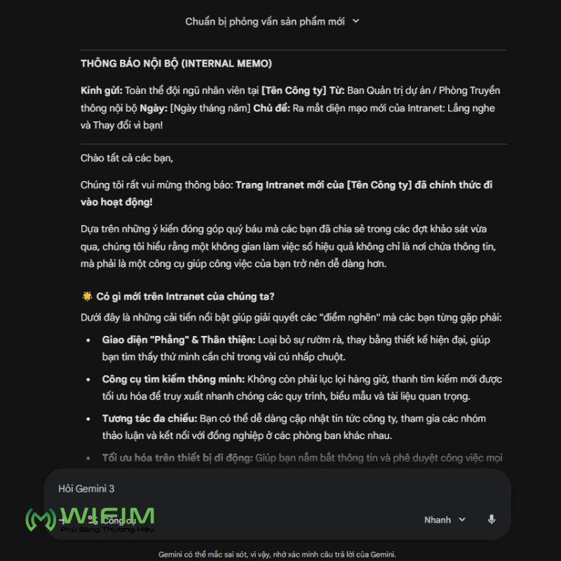  Trường hợp sử dụng 4: Soạn thảo truyền thông nội bộ đa định dạng