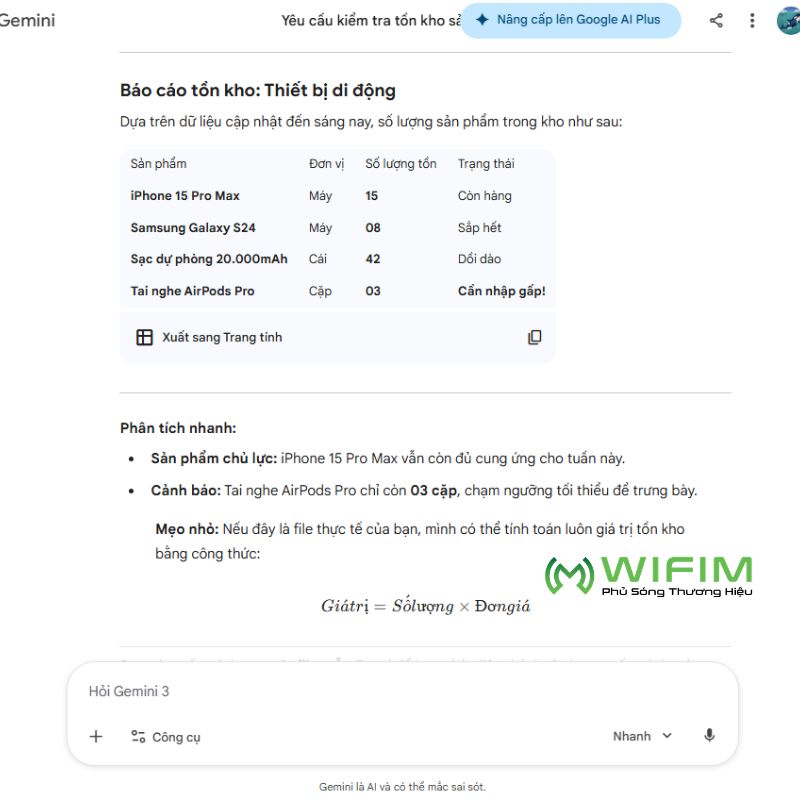 Trường hợp sử dụng: Quản lý hàng tồn kho