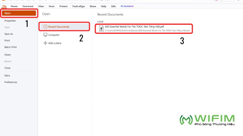 Mở file PDF cần ký Mở file PDF cần ký
