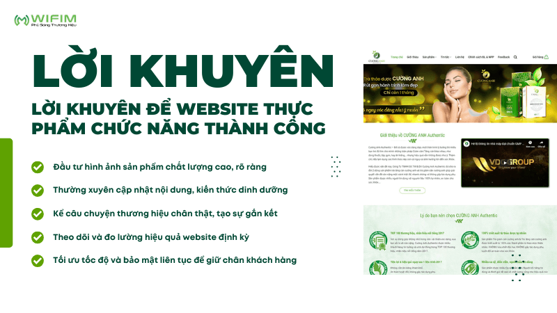 Lời khuyên để website thực phẩm chức năng thành công
