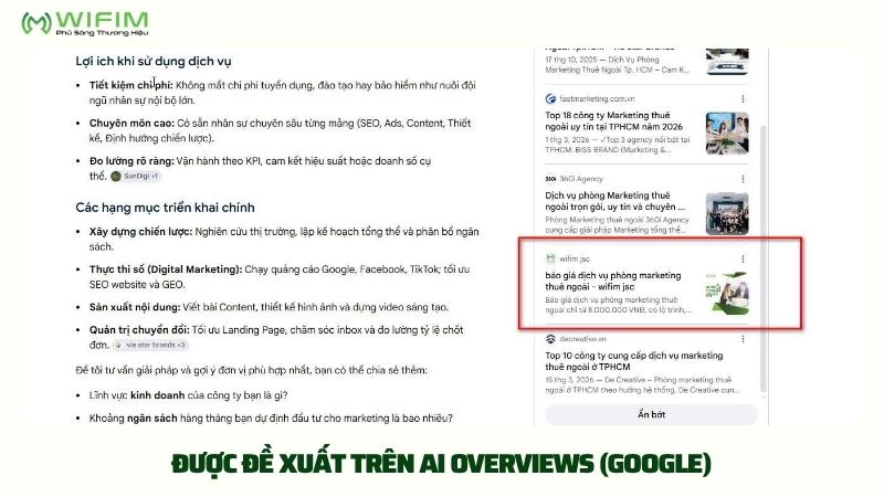 Thương hiệu/Nội dung của WIFIM được đề xuất trên AI Overviews của Google Thương hiệu/Nội dung của WIFIM được đề xuất trên AI Overviews của Google
